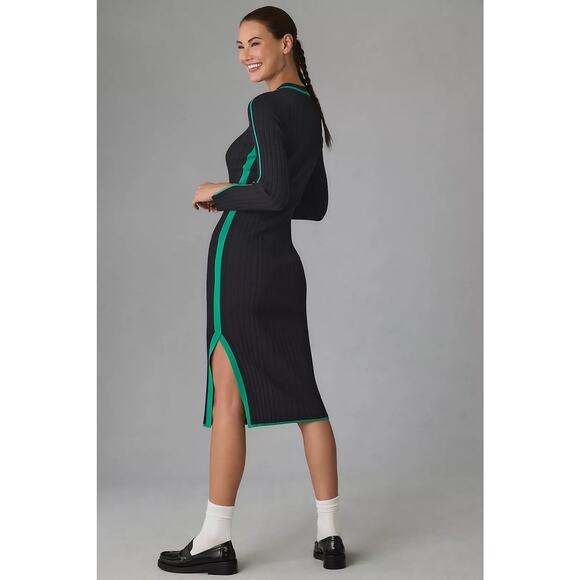Anthropologie Daily Practice Long-Sleeve Sporty Sweater Midi Dress Navy Sz S - Picture 2 of 10